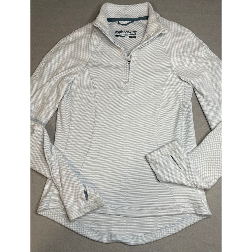 Avalanche Outdoor Supply Womens XS Light Blue White Grid 1/4 Zip Pullover